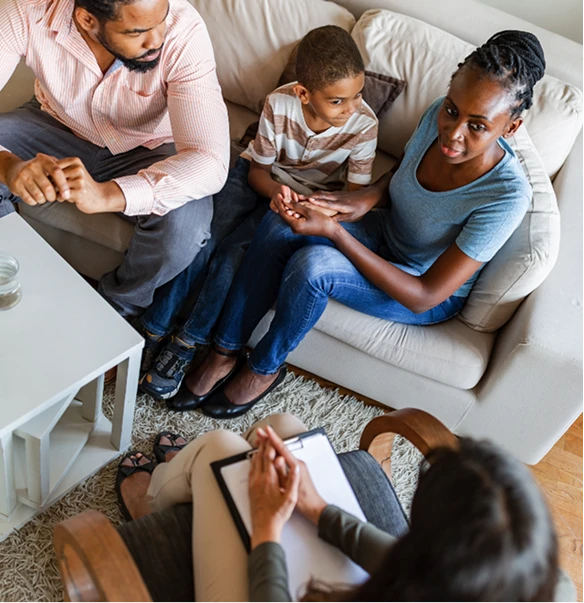 Family having a help session