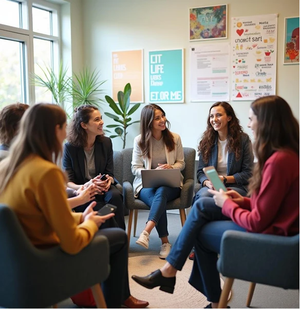 Women gathered talking