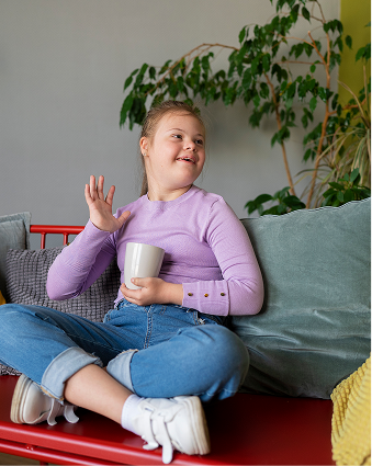 Girl having a conversation