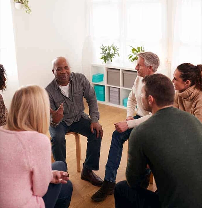 People gathered together talking